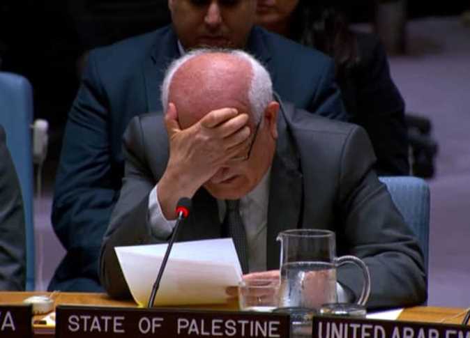 مندوب فلسطين باكيًا بجلسة مجلس الأمن الدولي