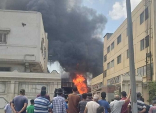 حريق بمحول كهرباء بالمنطقة الصناعية في مدينة السادات بالمنوفية